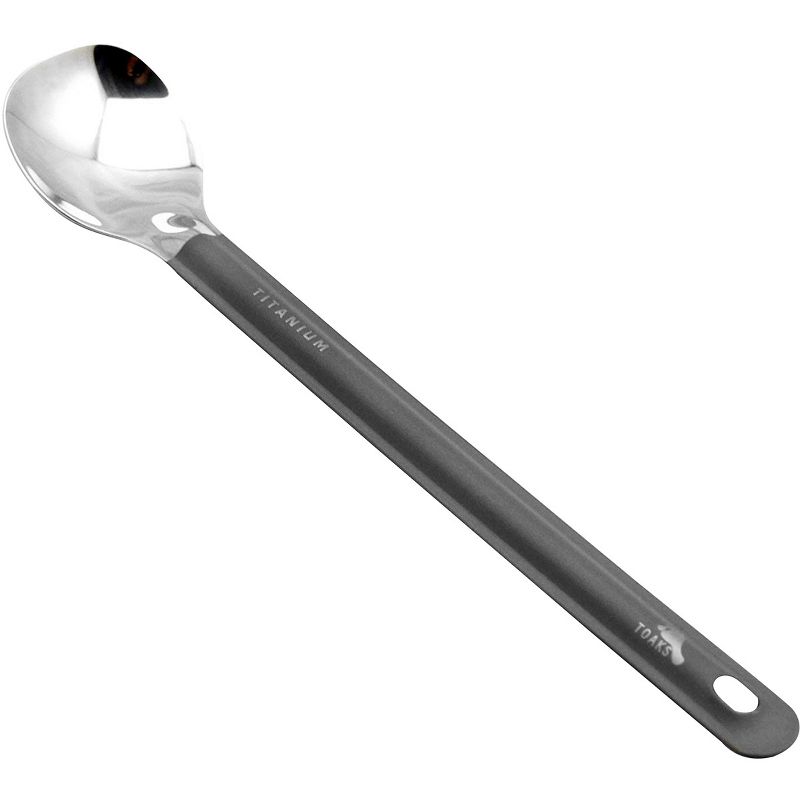 TOAKS Ultralight Long Handled Titanium Camping Spoon with Polished Head