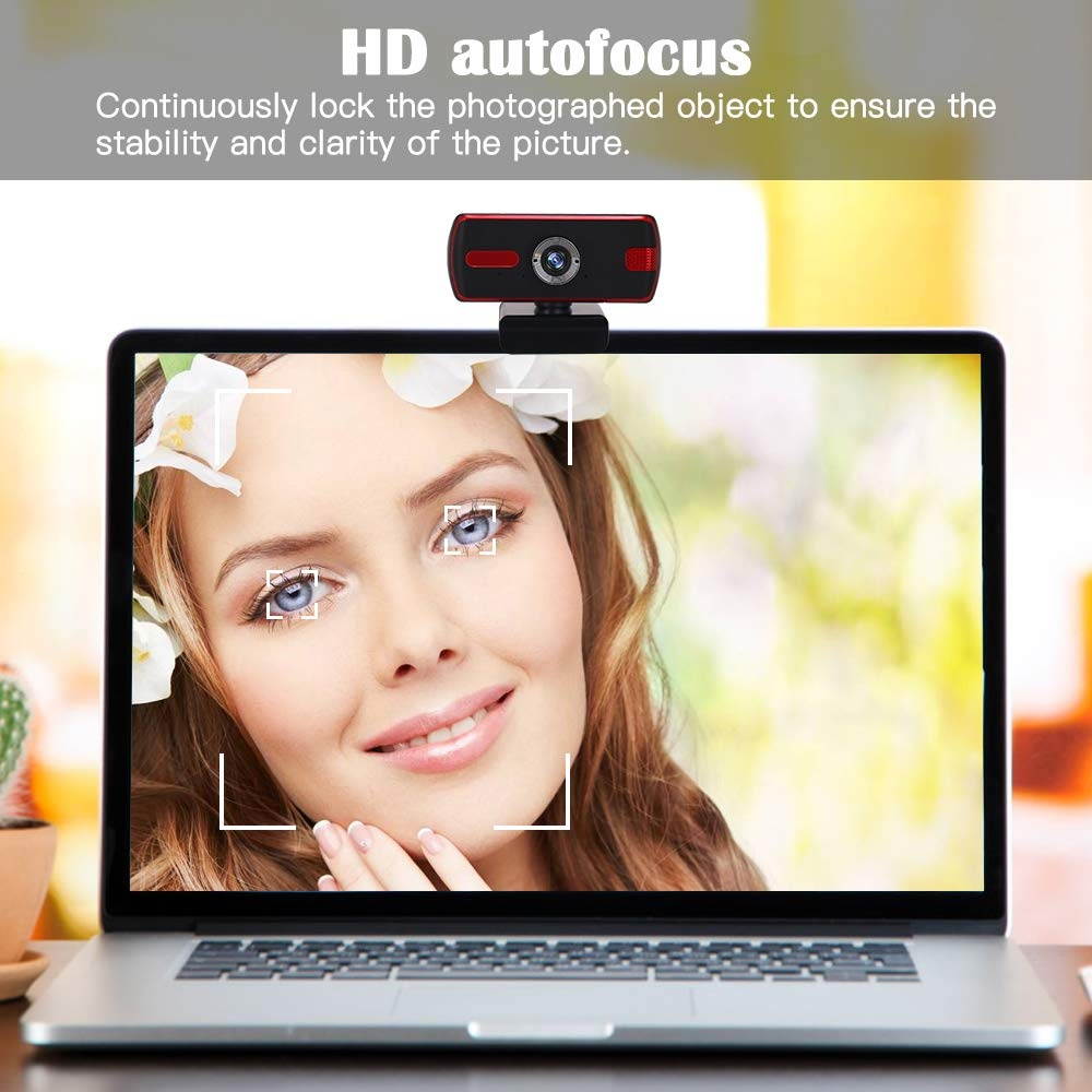Webcam with Microphone,Full HD 1080P Live Streaming Webcam Auto Focus Plug and Play USB Computer Camera for Laptop/PC/Mac,Online Studying/Video Calling/Conferencing