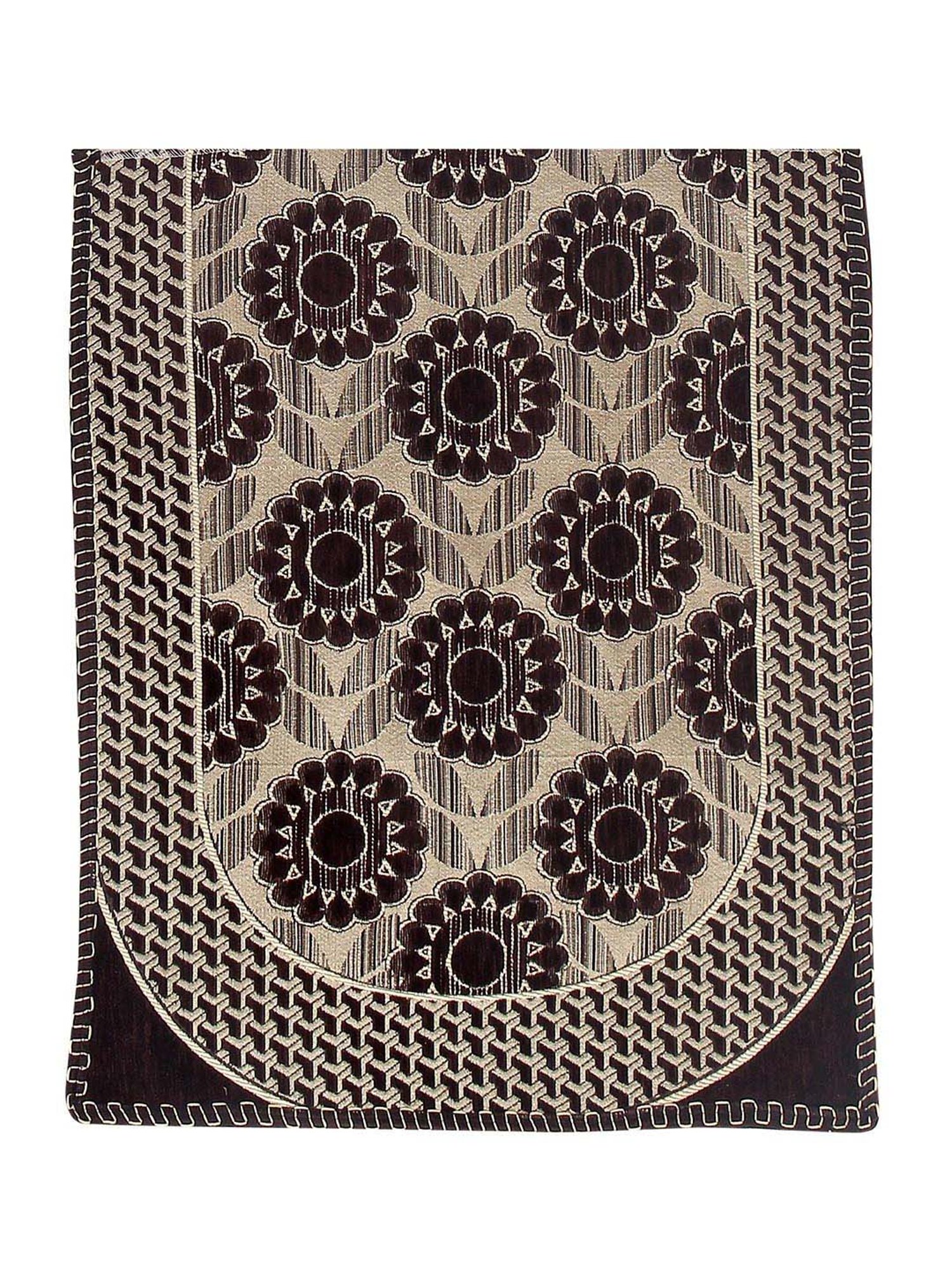 Romee Beige & Brown Chenille 5-Seater Sofa Cover Set