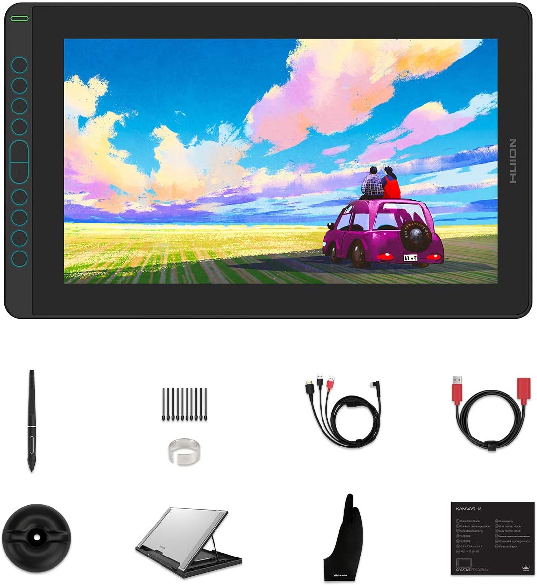 HUION 2021 Kamvas 16 Graphic Drawing Tablet with Screen Full-Laminated, Battery-Free Stylus, Tilt Function 8192 Pen Pressure and 10 Shortcut Keys, Stand Included-15.6 Inch