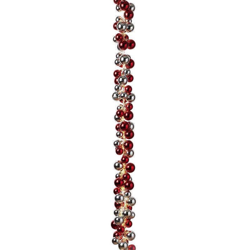 Gerson International 58.5-Inch Long Electric Red and Silver Lighted Orament Strung Garland