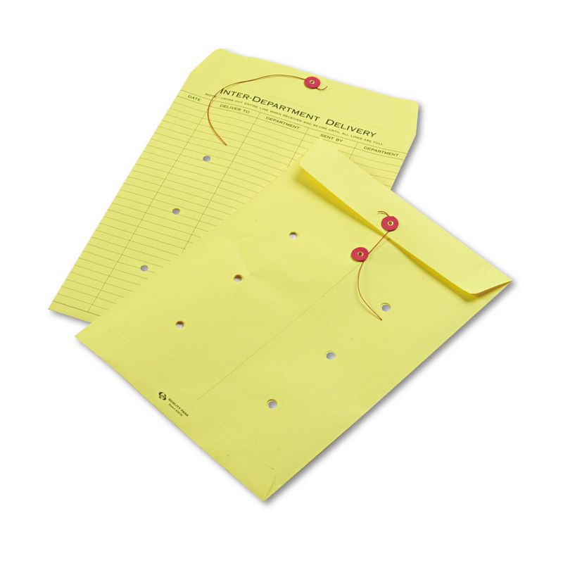 Quality Park Colored Paper String & Button Interoffice Envelope 10 x 13 Yellow 100/Box 63576