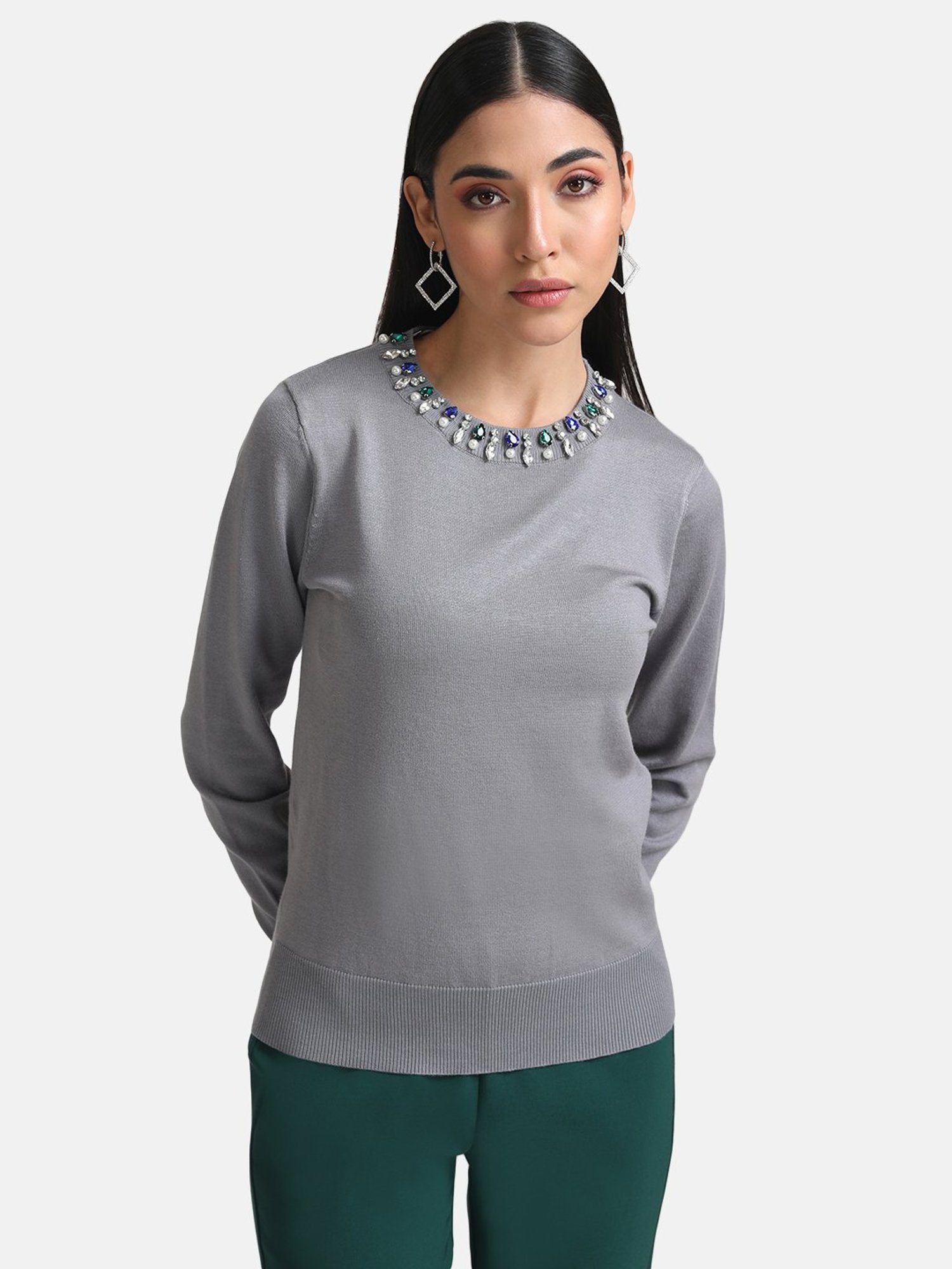 Kazo Embellished Neck Pullover