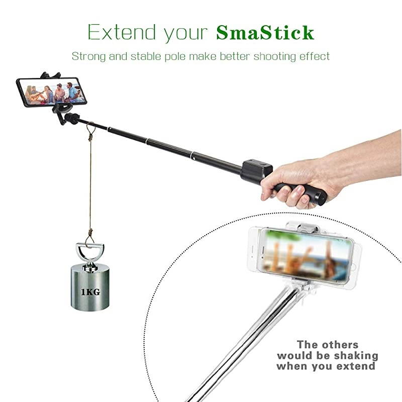Extendable Bluetooth Selfie Stick Compatible for iPhone 1212 Pro1111 Pro11 Pro MaxXs MAXXRXSX88P77P6s6 Galaxy S9S8S7 Huawei Smart Phones