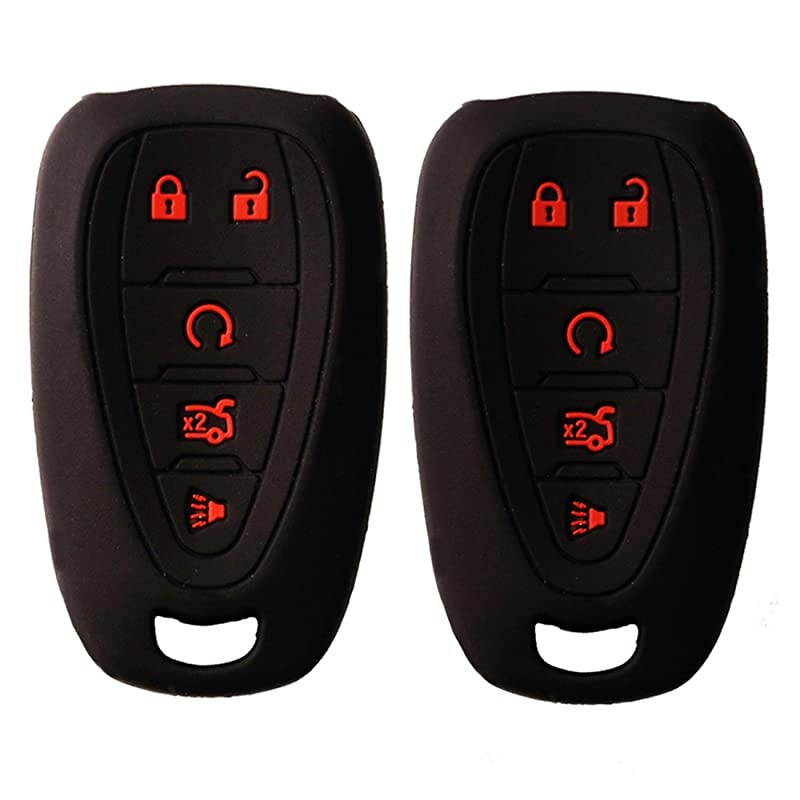 Chevrole 5 Buttons Silicone Key Fob Cover Protector Holder Skin Jacket Remote Case for 2016 2017 2018 Malibu Camaro Cruze Black