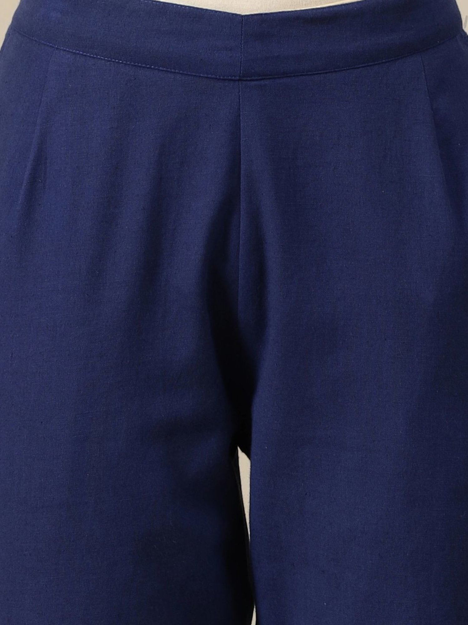 Aurelia Blue Cotton Plain Pants