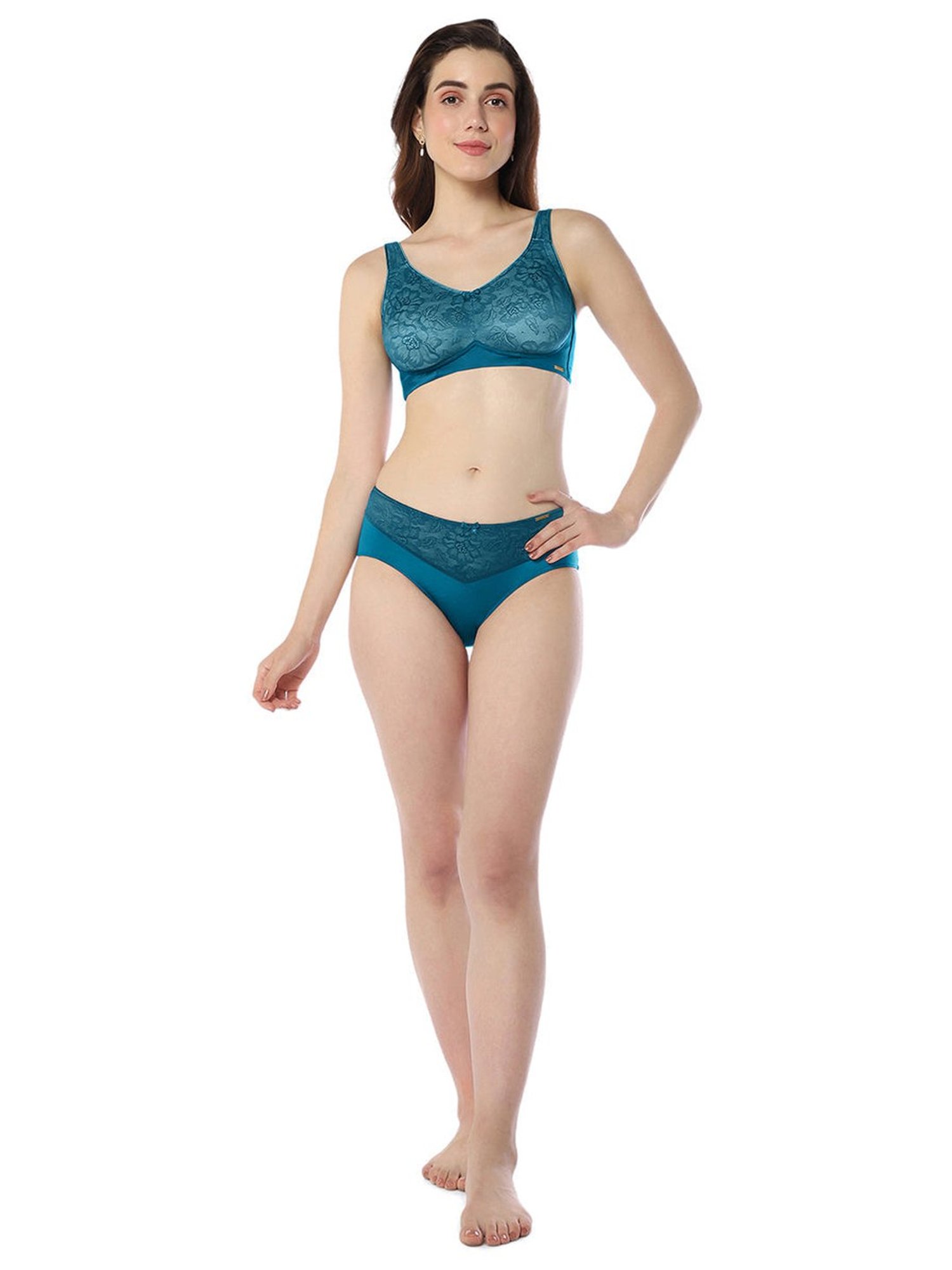 Amante Blue Lace Work Hipster Panty