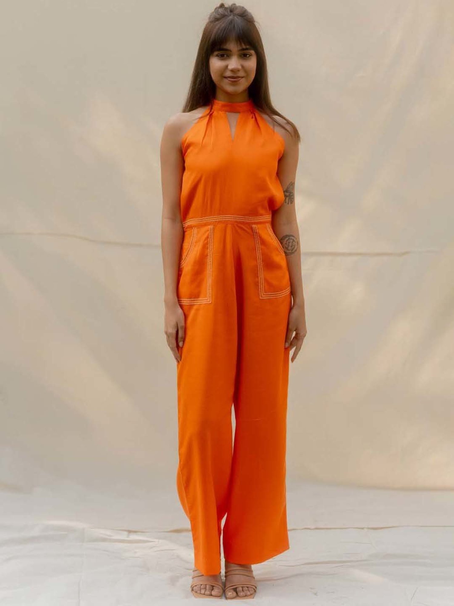 Anousshka Rust Halter Neck Jumpsuit