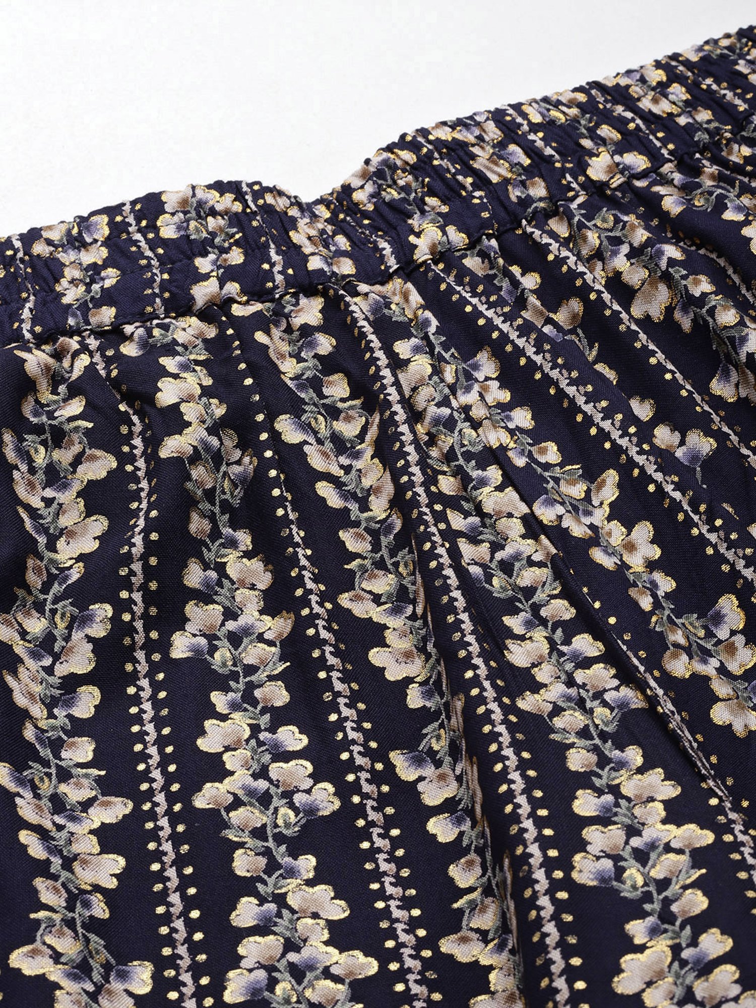 theRebelinme Navy Floral Print Relaxed Fit High Rise Plus Size Culottes