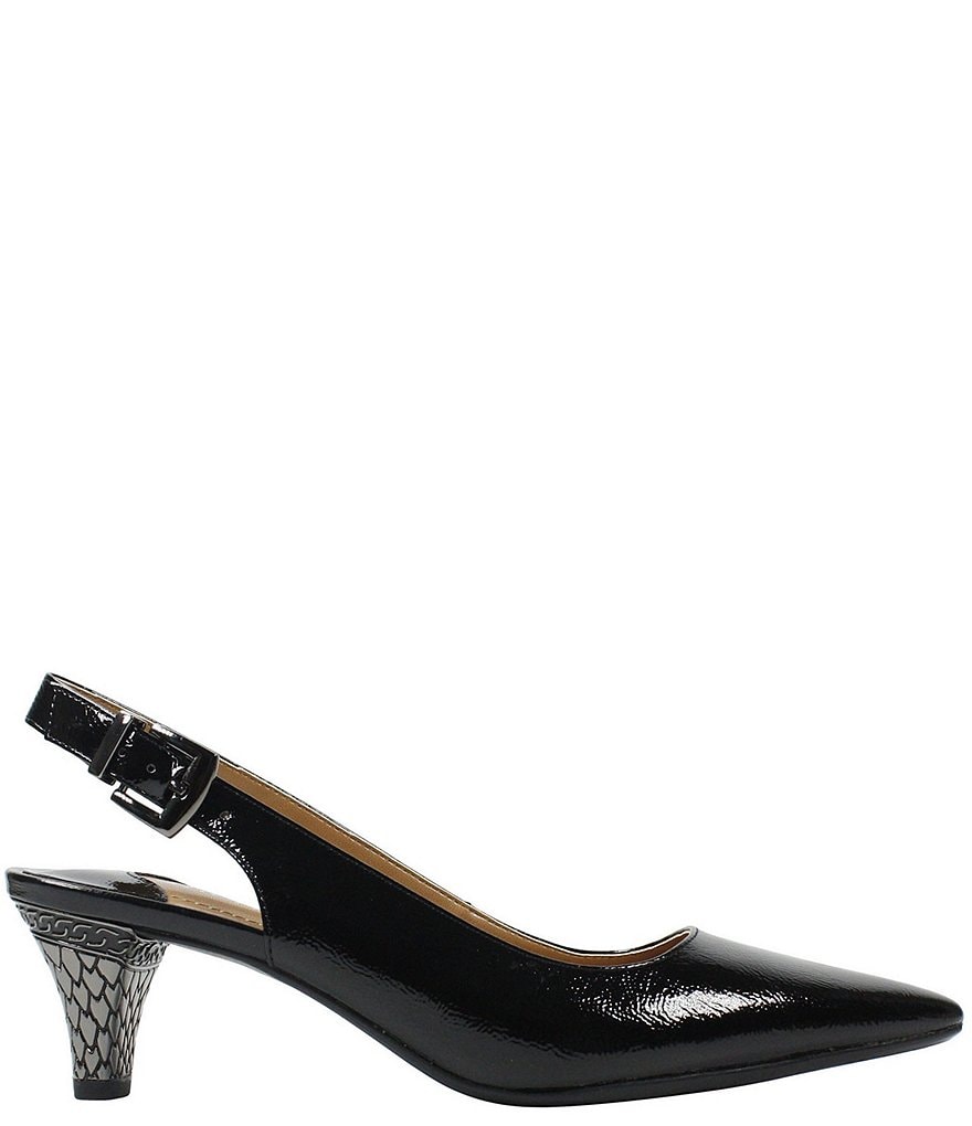 J. Renee Mayetta Slingback Pearlized Patent Dress Metal Heel Pumps