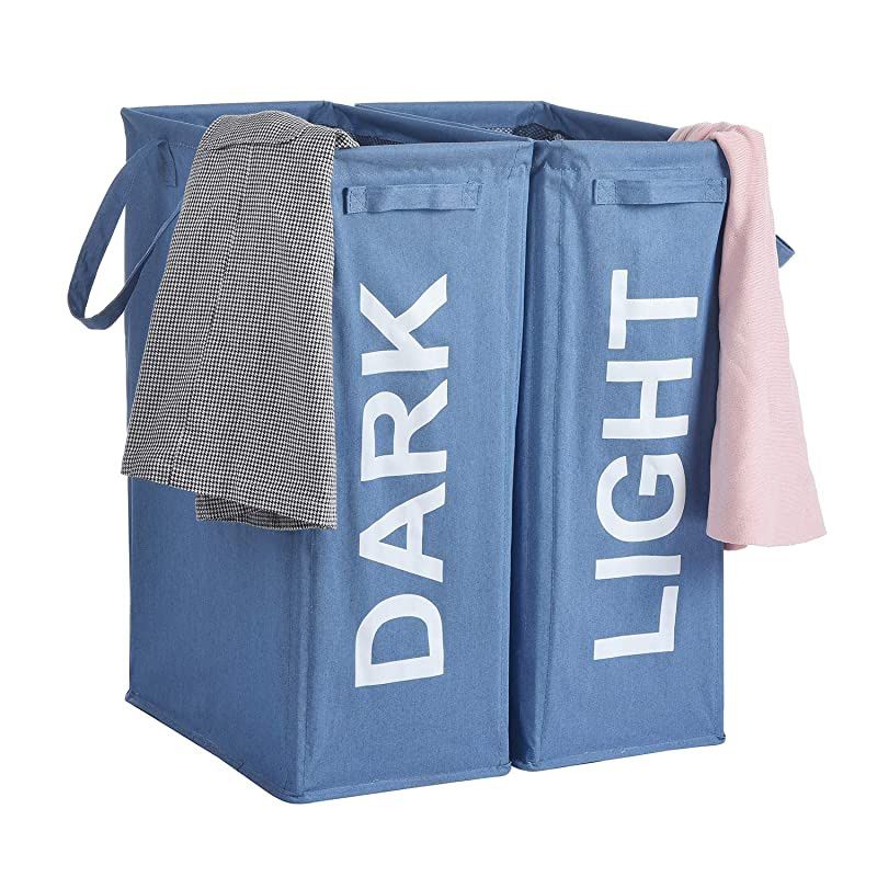 26quot Tall Slim Laundry Hamper with Handles 2PcsSet Large Thin Foldable Waterproof Double Laundry Basket Bag for Dirty Clothes Storage