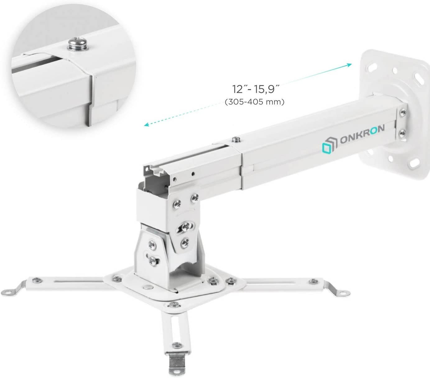 ONKRON Universal Ceiling Projector Mount Height Adjustable Mounting Bracket up to 22 LBS White K5A