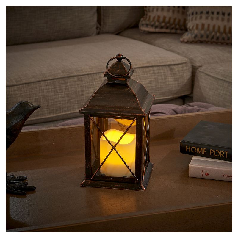 Smart Living Aversa 10" LED Candle Outdoor Lantern - Antique Bronze