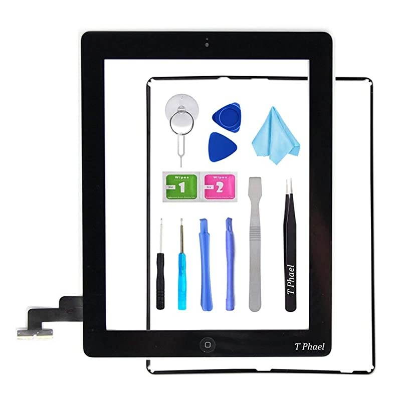 White Screen Replacemenfor iPad 2 A1395 A1396 A1397,iPad2 Touch Screen Digitizer FronGlass Assembly -Includes Home Button +Camera Holder+ PreInstalled Adhesive +Tools Kit