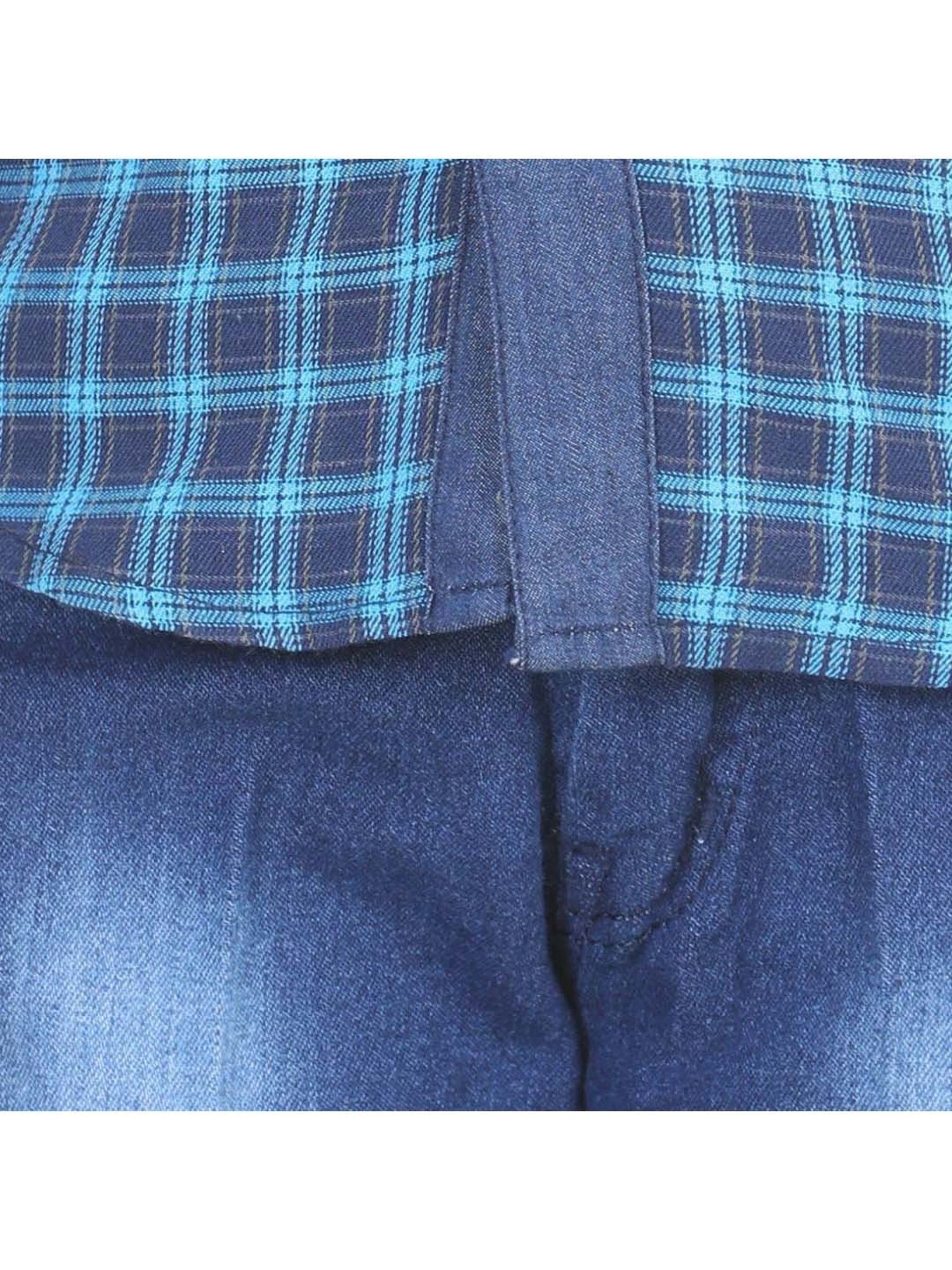 AJ Dezines Kids Blue Chequered Shirt Set