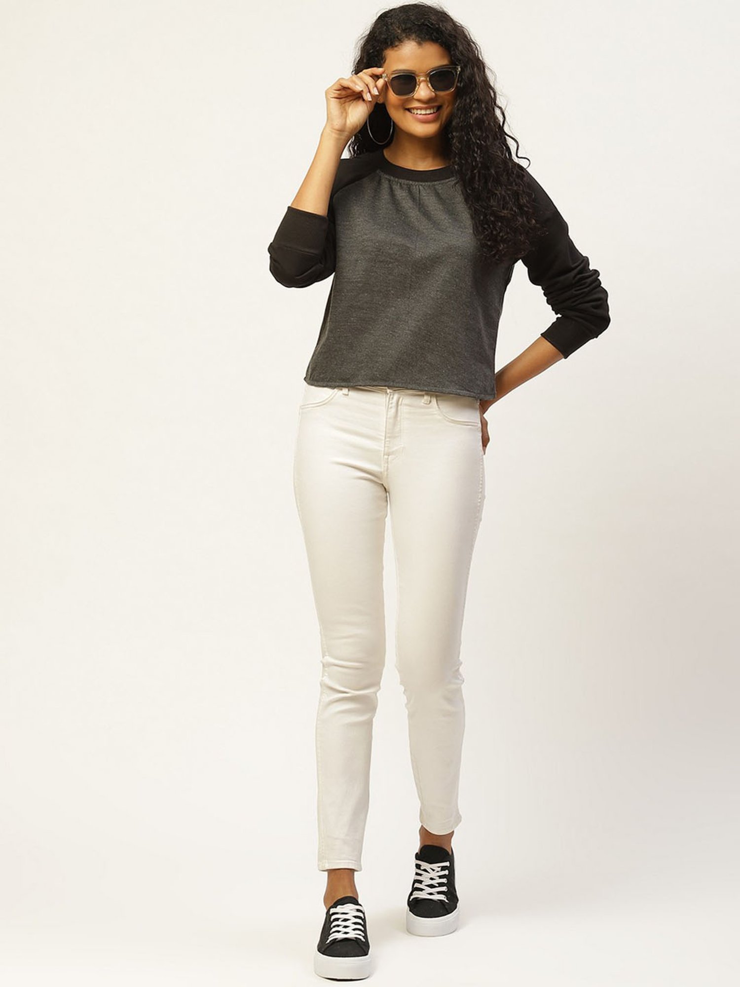 Belle Fille Grey Full Sleeves Sweatshirt