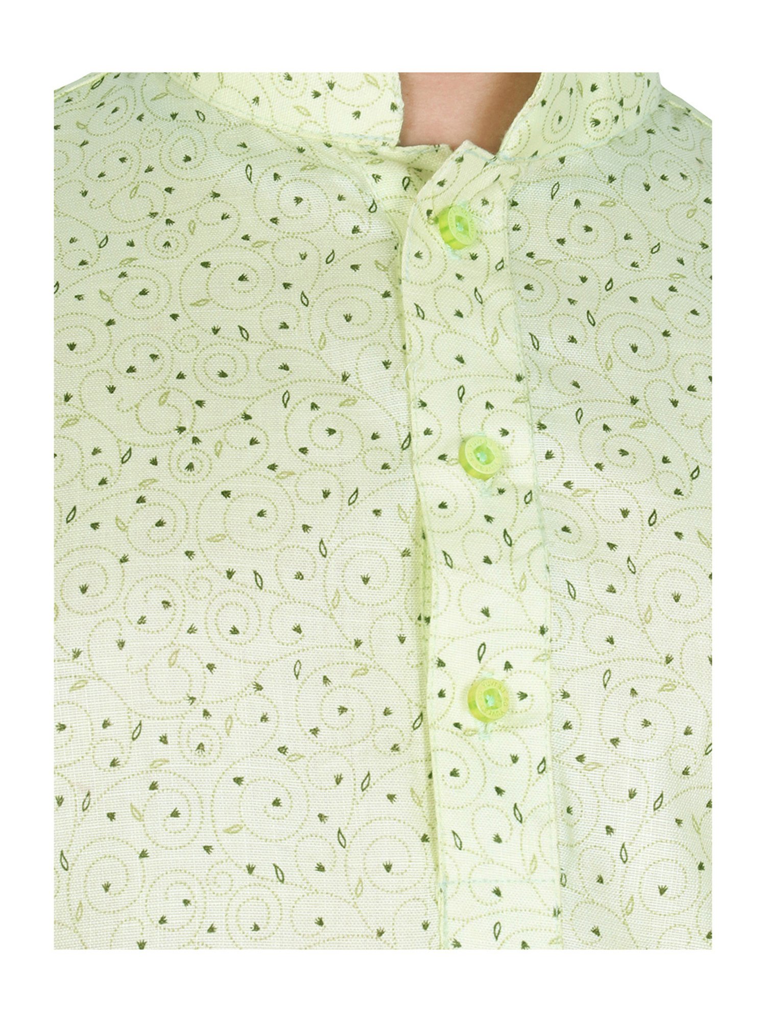 SG Yuvraj Kids Green & White Printed Full Sleeves Kurta with Pyjamas