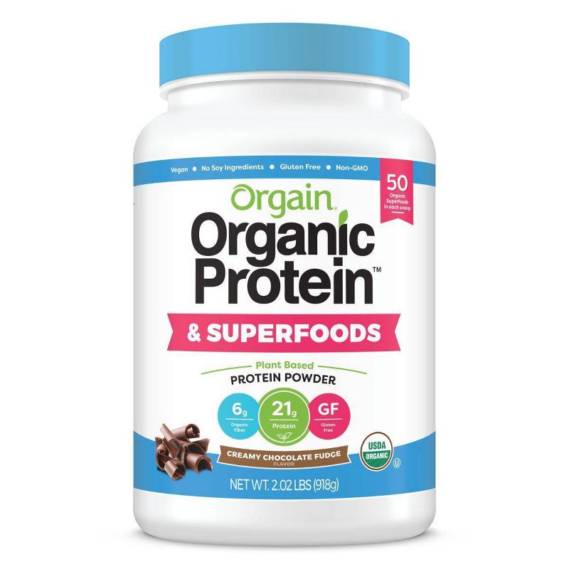 Orgain Organic Protein + Superfoods Plant Based Powder - Creamy Chocolate Fudge - 2lbs