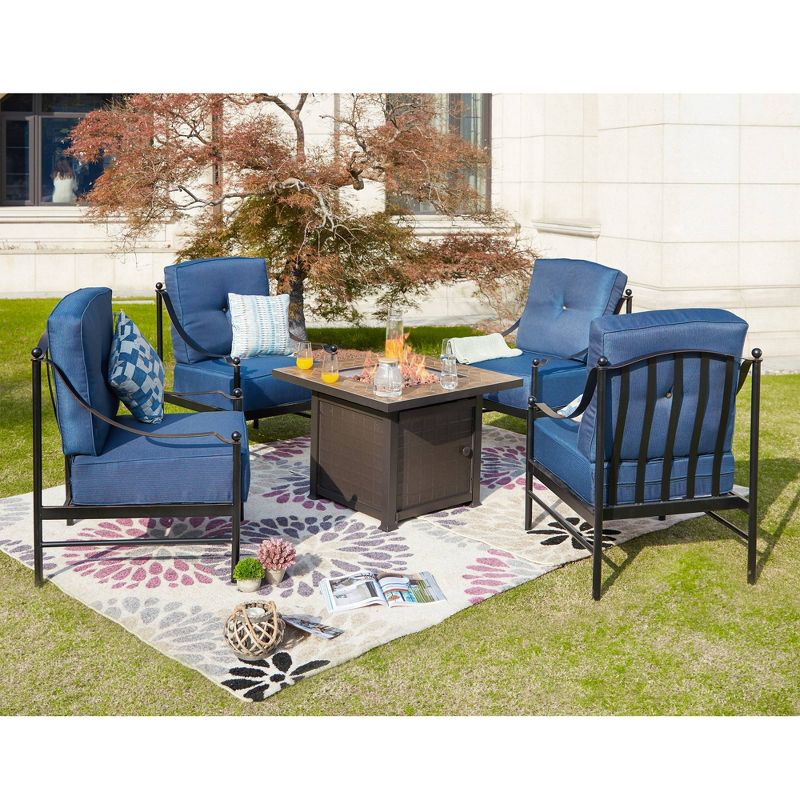 5pc Conversation Steel Patio Seating Sets Blue - Lokatse