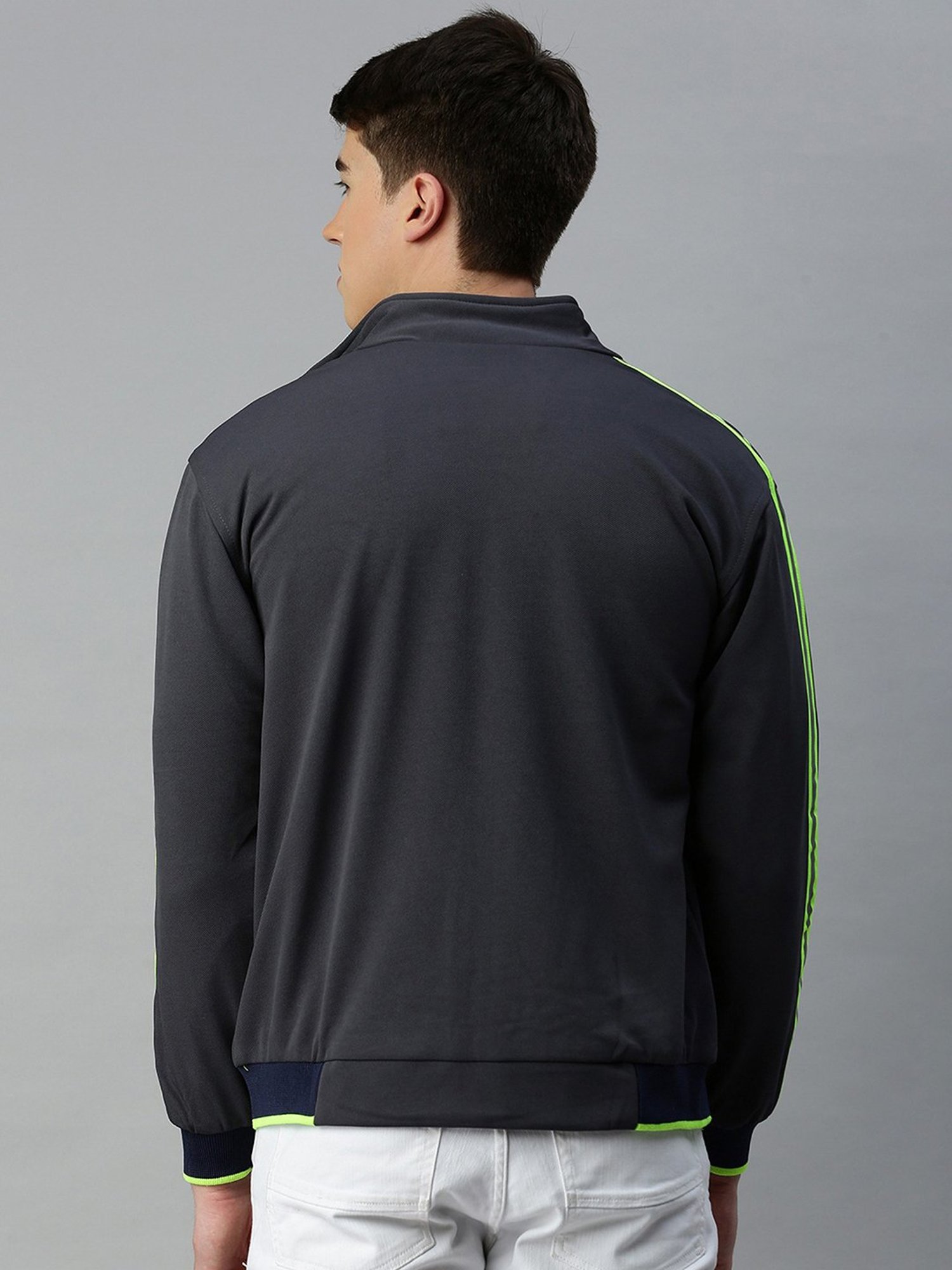 VOXATI Grey Regular Fit High Neck Jacket