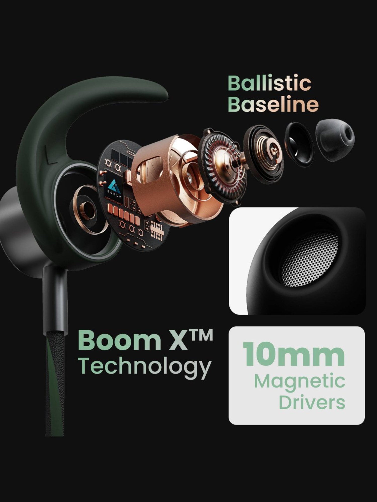 Boult Audio Rcharge Neckband with 30Hrs Playtime, ENC Mic, Dual Device Pairing (Green, In the Ear)