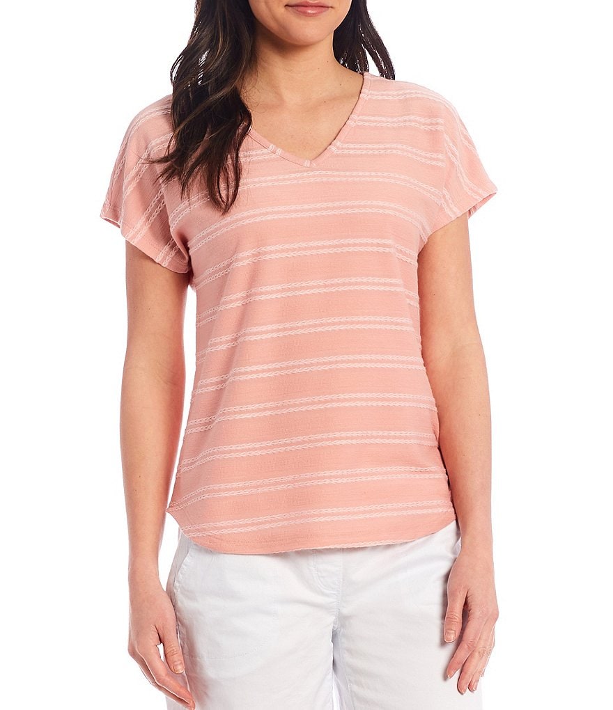 Westbound Short Sleeve Textured V-Neck Top