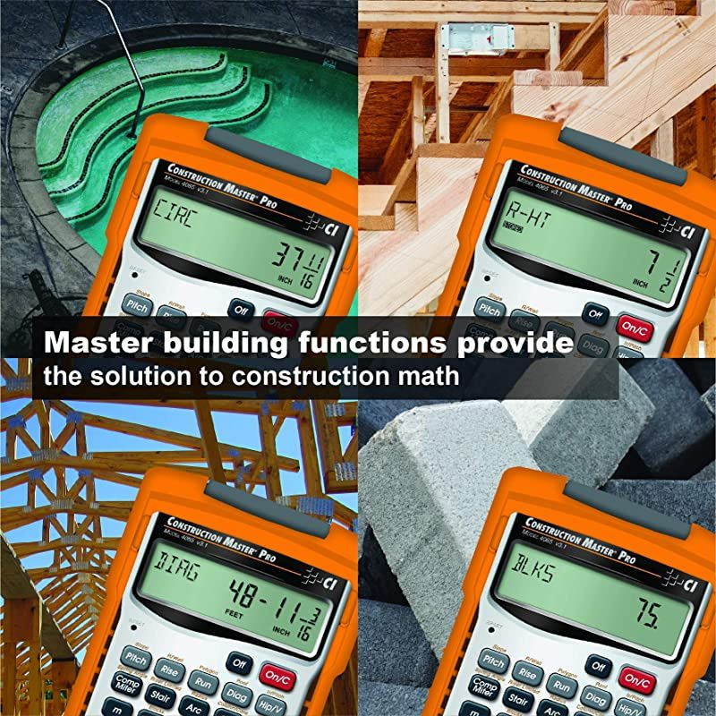4065 Construction Master Pro Advanced Construction Math Feet-inch-Fraction Calculator for Contractors, Estimators, Builders, Framers, Remodelers, Renovators and Carpenters