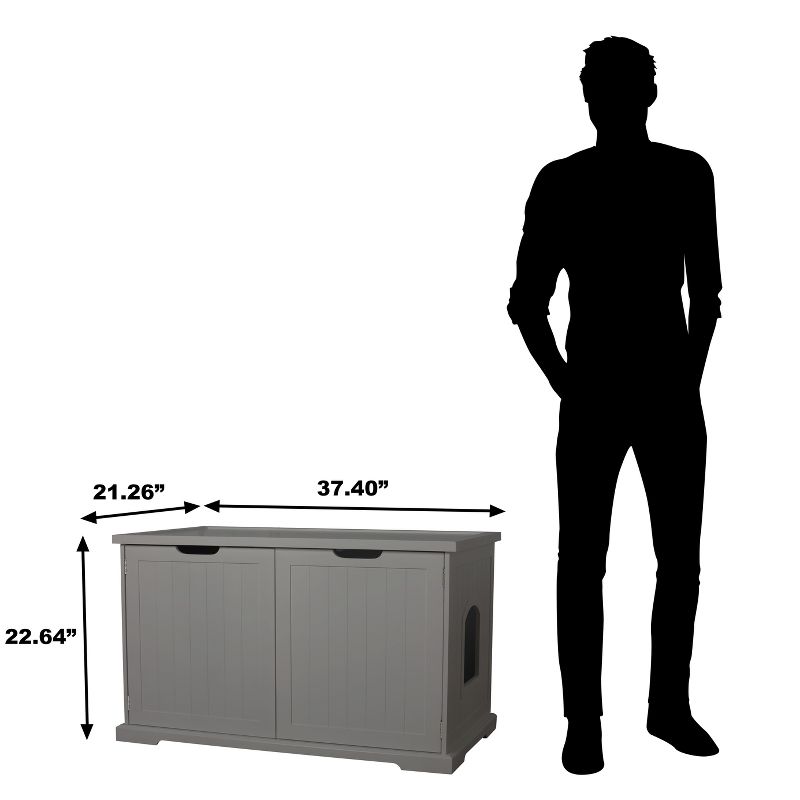 Merry PTH1031722510 Pet Cat Washroom Storage Bench Furniture with Removable Partition Wall, Gray