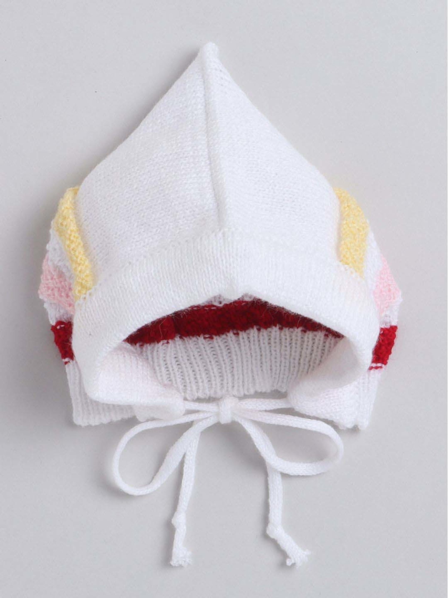 Little Angels Kids White & Red Striped Full Sleeves Sweater Set