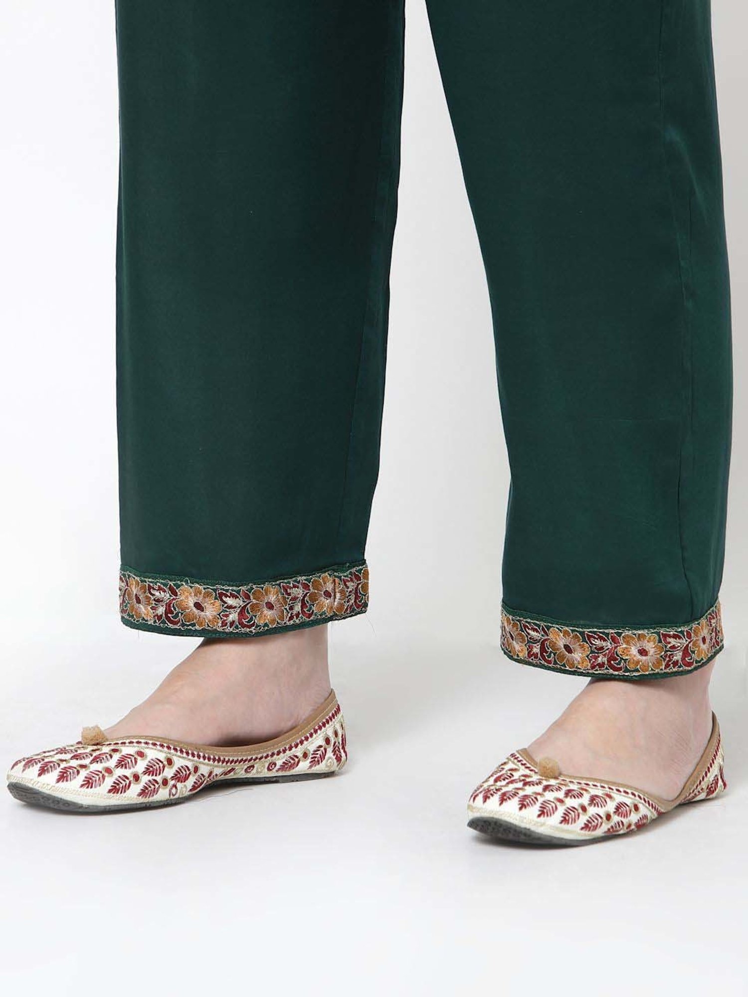 DART STUDIO Green Regular Fit Palazzos