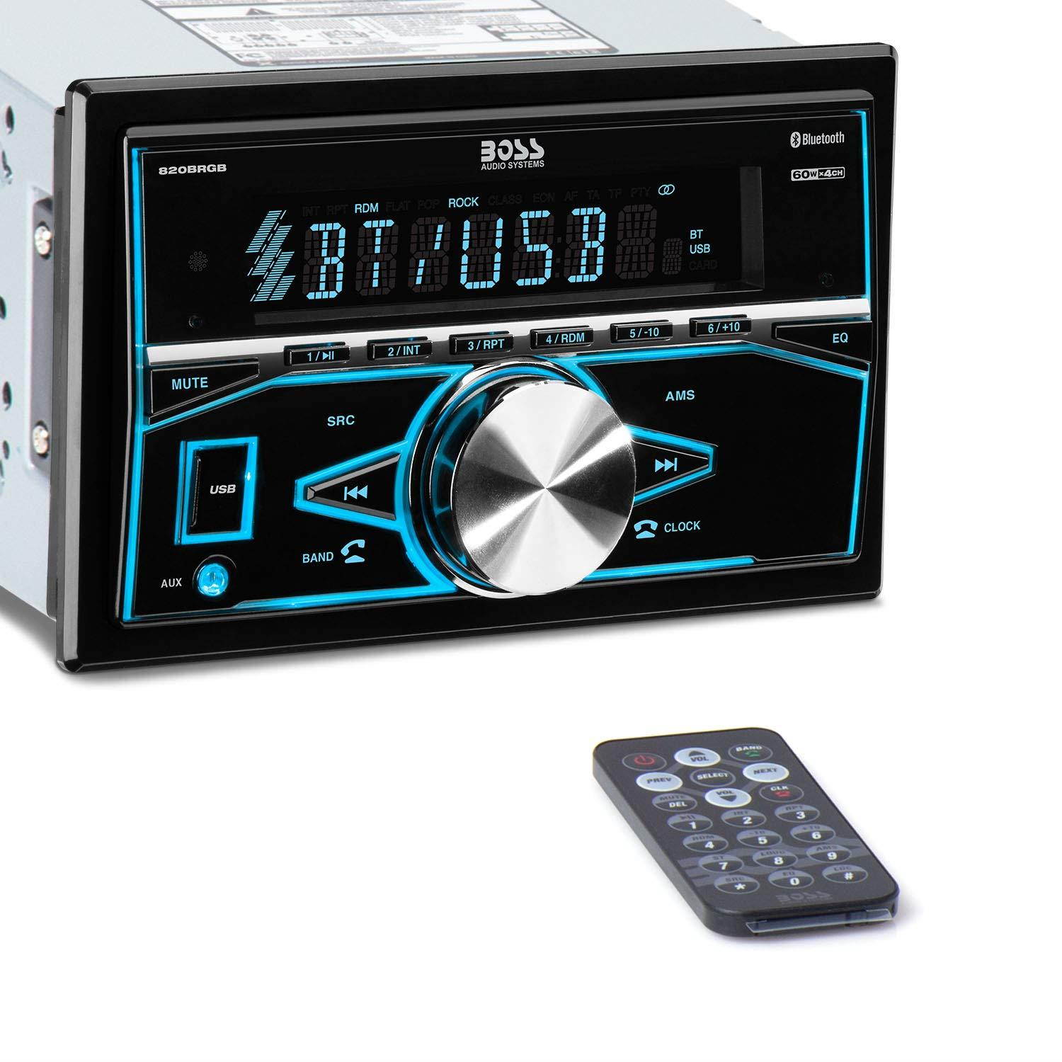 BOSS AUDIO 820BRGB Double-DIN In-Dash Mechless AM/FM Receiver with Bluetooth(R)