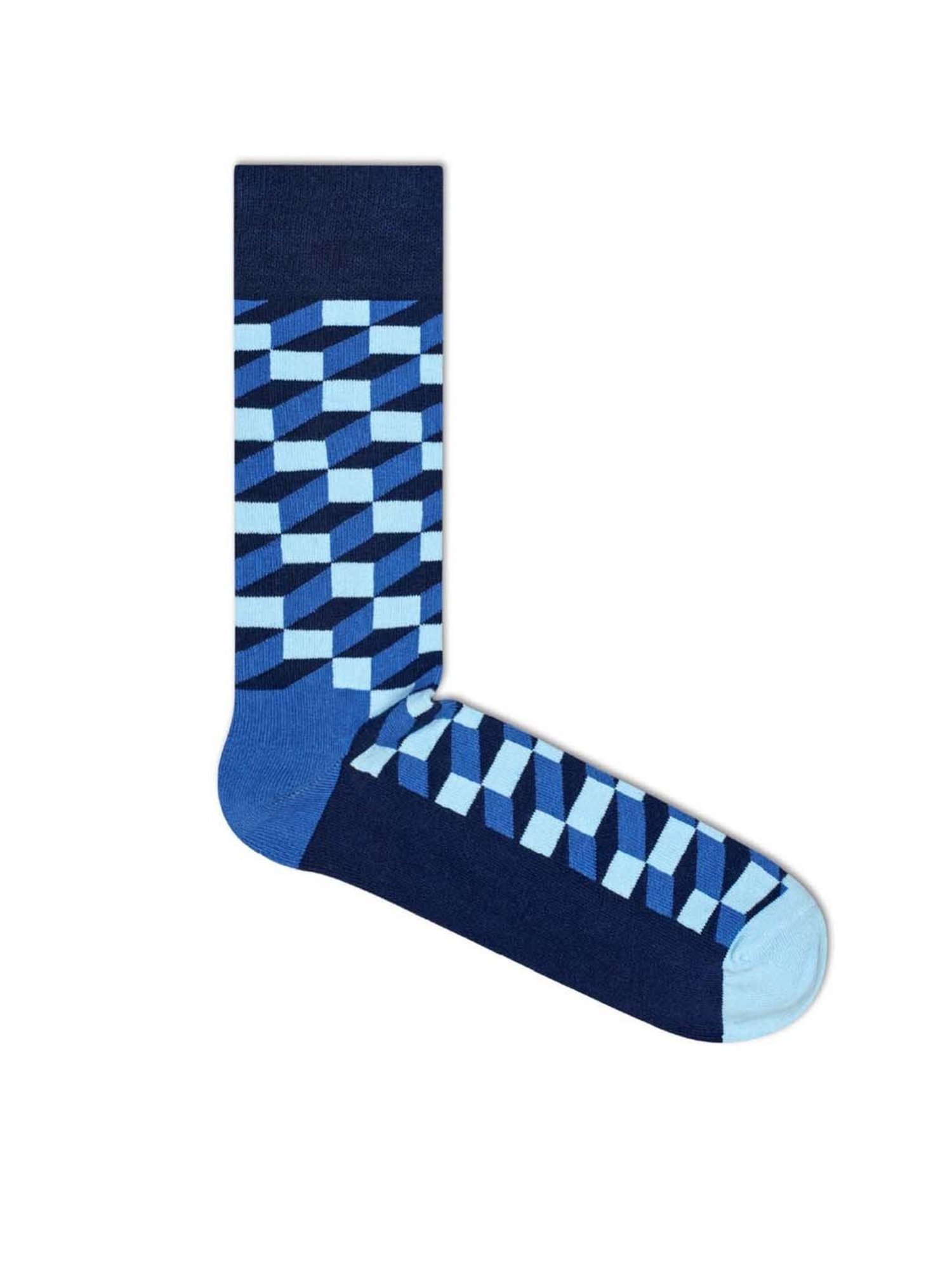 Happy Socks Filled Optic Blue Cotton Printed Socks (41-46)