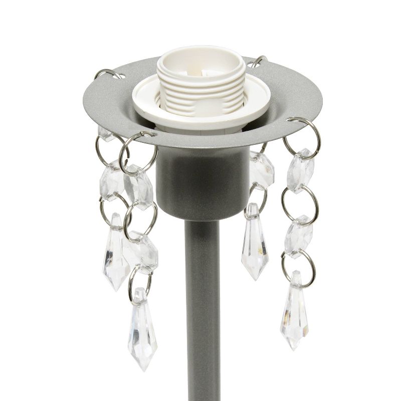 Table Lamp with Fabric Shade and Hanging Acrylic Beads Gray - Simple Designs