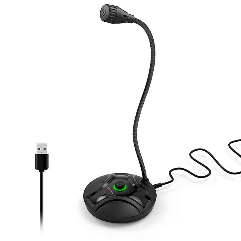 Computer Microphone JV605 PRO with Mute Button Volume Knob Compatible with PC Laptop Desktop Mac PS4 Play Plug Gooseneck Mic Recording for Gaming Streaming YouTube Vocal Dictation