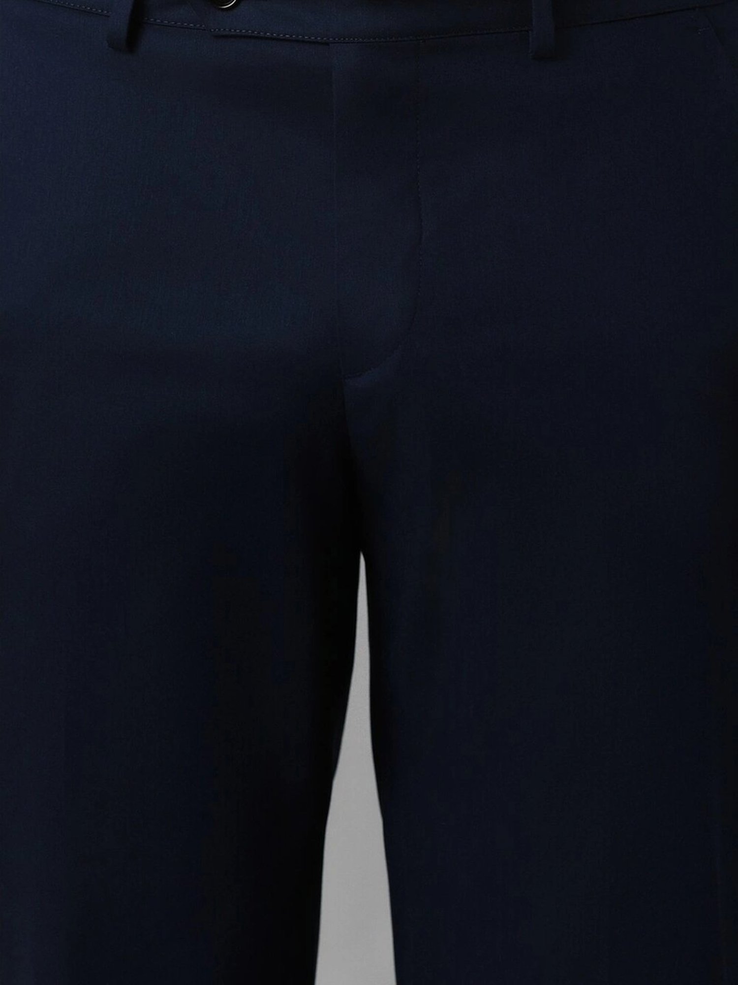 Louis Philippe Navy Cotton Slim Fit Trousers