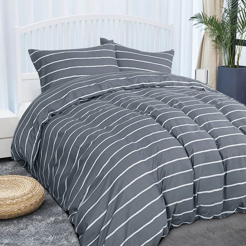 King Oakdale Duvet Cover Set Gray - Stone Cottage