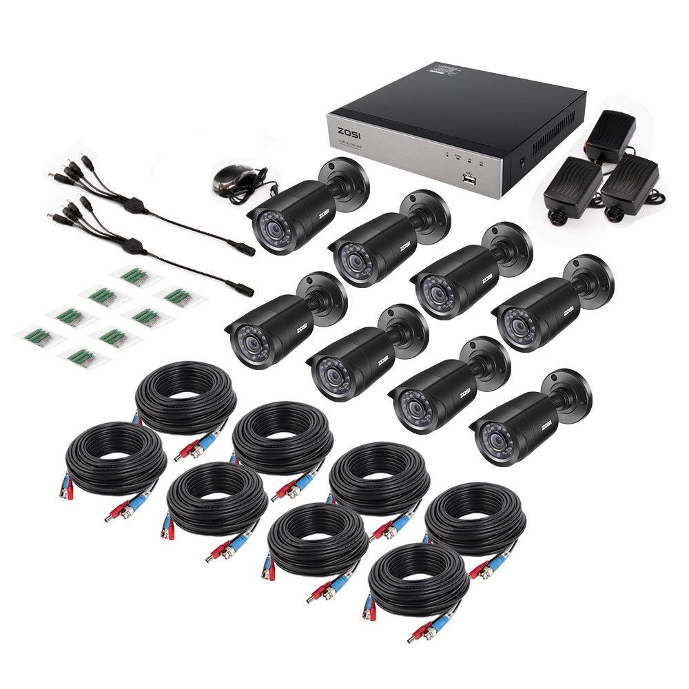 ZOSI HD 8CH 1080P DVR 720P Outdoor Home Surveillance Security Camera System 8 CH