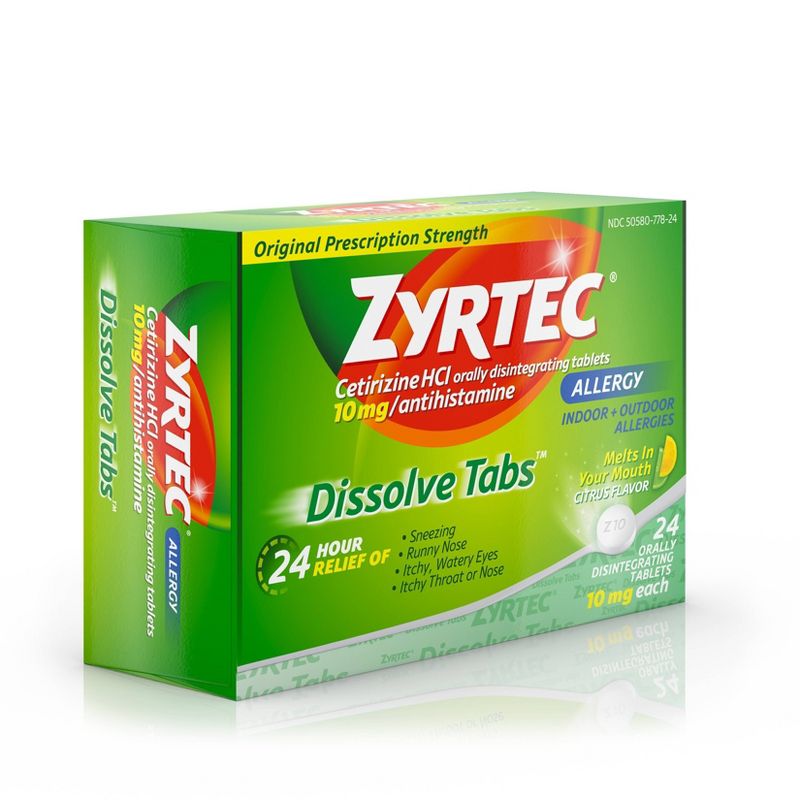 Zyrtec Allergy Relief Dissolve Tablets - Citrus Flavor - Cetirizine HCl - 24ct