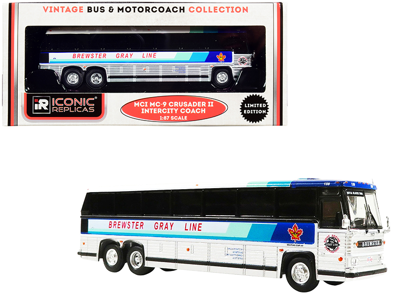 Prevost H3-45 Coach Bus "Arrow Stage Lines" Blue with White Graphics Limited Edition 1/87 (HO) Diecast Model by Iconic Replicas