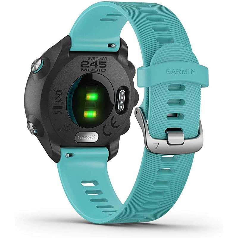 Garmin Forerunner 245 Music (Aqua) Gift Box Bundle | + HD Screen Protectors (x4), USB Car/Wall Adapters & Hard Case | Prepacked with Bow, Crinkle Paper | Running GPS Watch, VO2 Max, Spotify