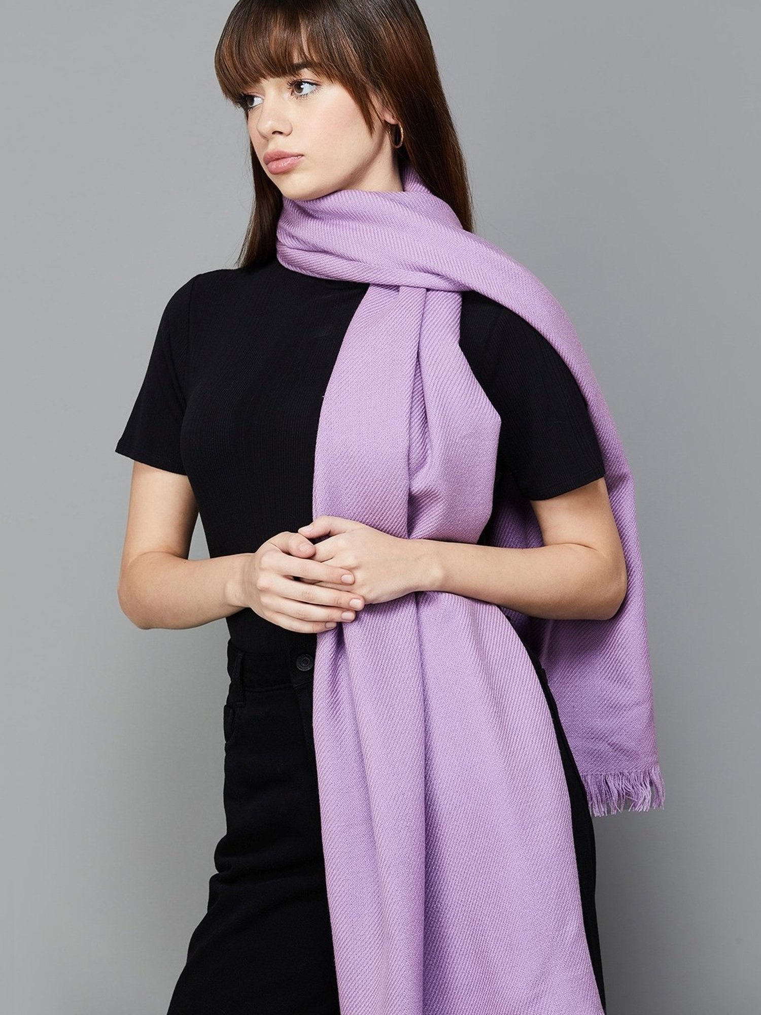 Ginger by Lifestyle Purple Plain Stole