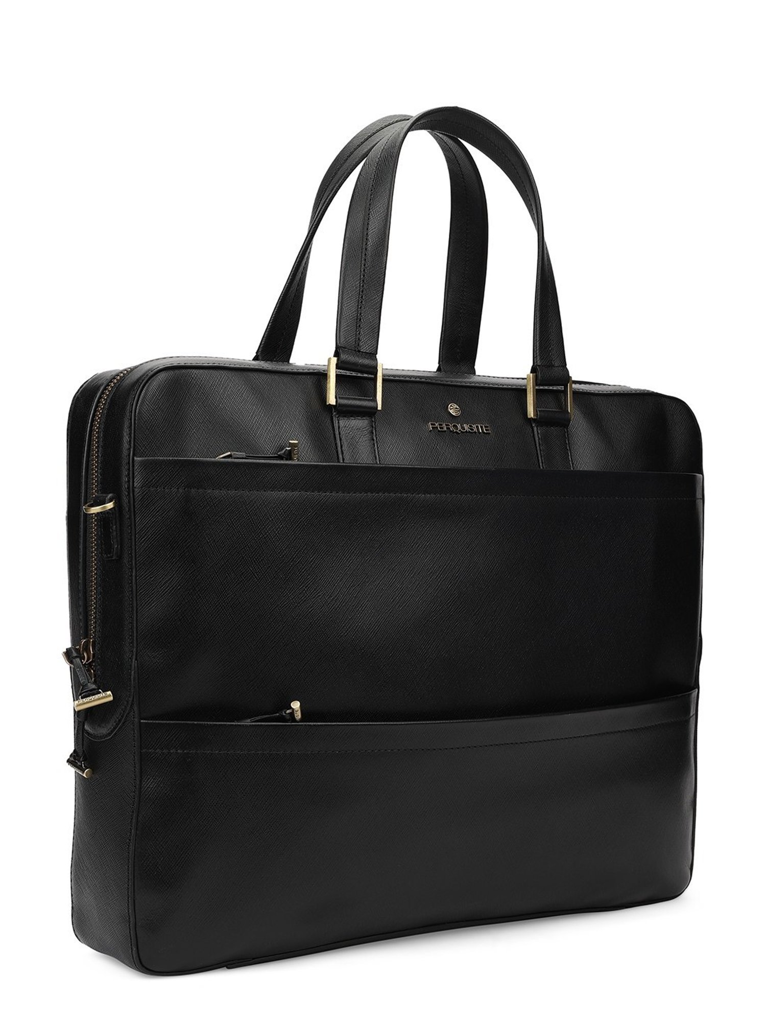 PERQUISITE PERRY Black Leather Medium Messenger Bag