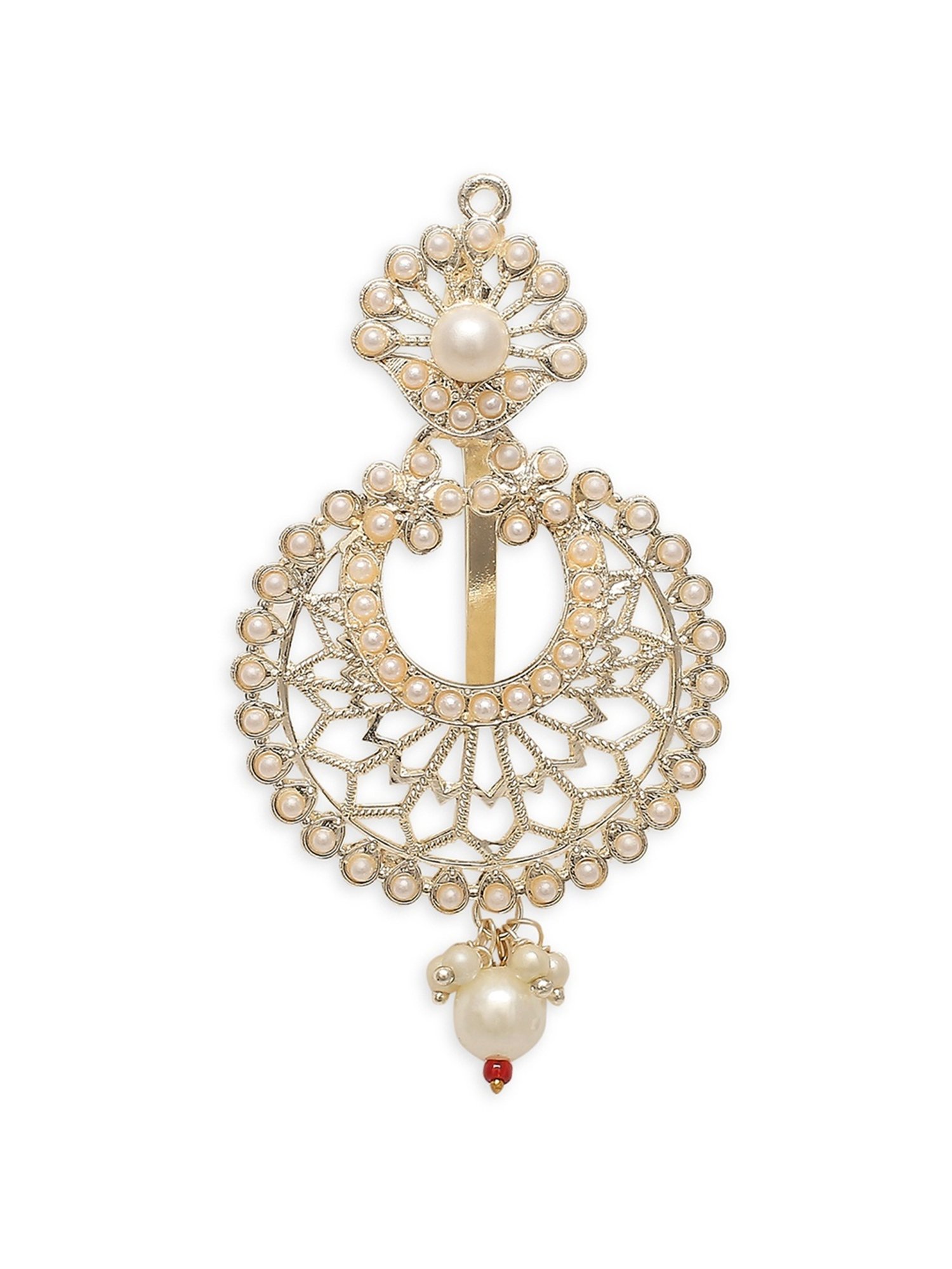 OOMPH Gold Tone Pearls Ethnic Chandbali Style Hair Bun Pin Juda Pin