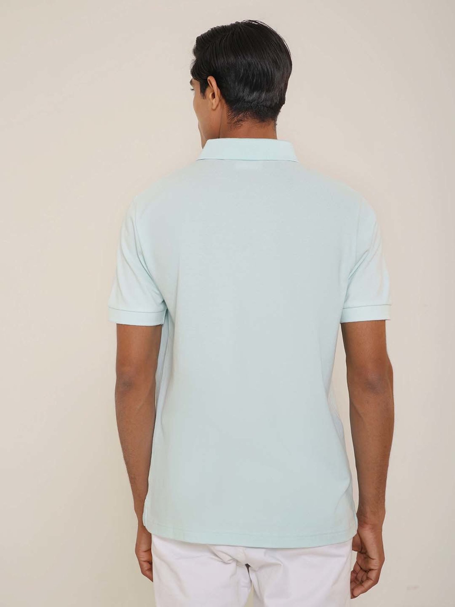 SUBTRACT Ice Blue Regular Fit Cotton Polo T-Shirt