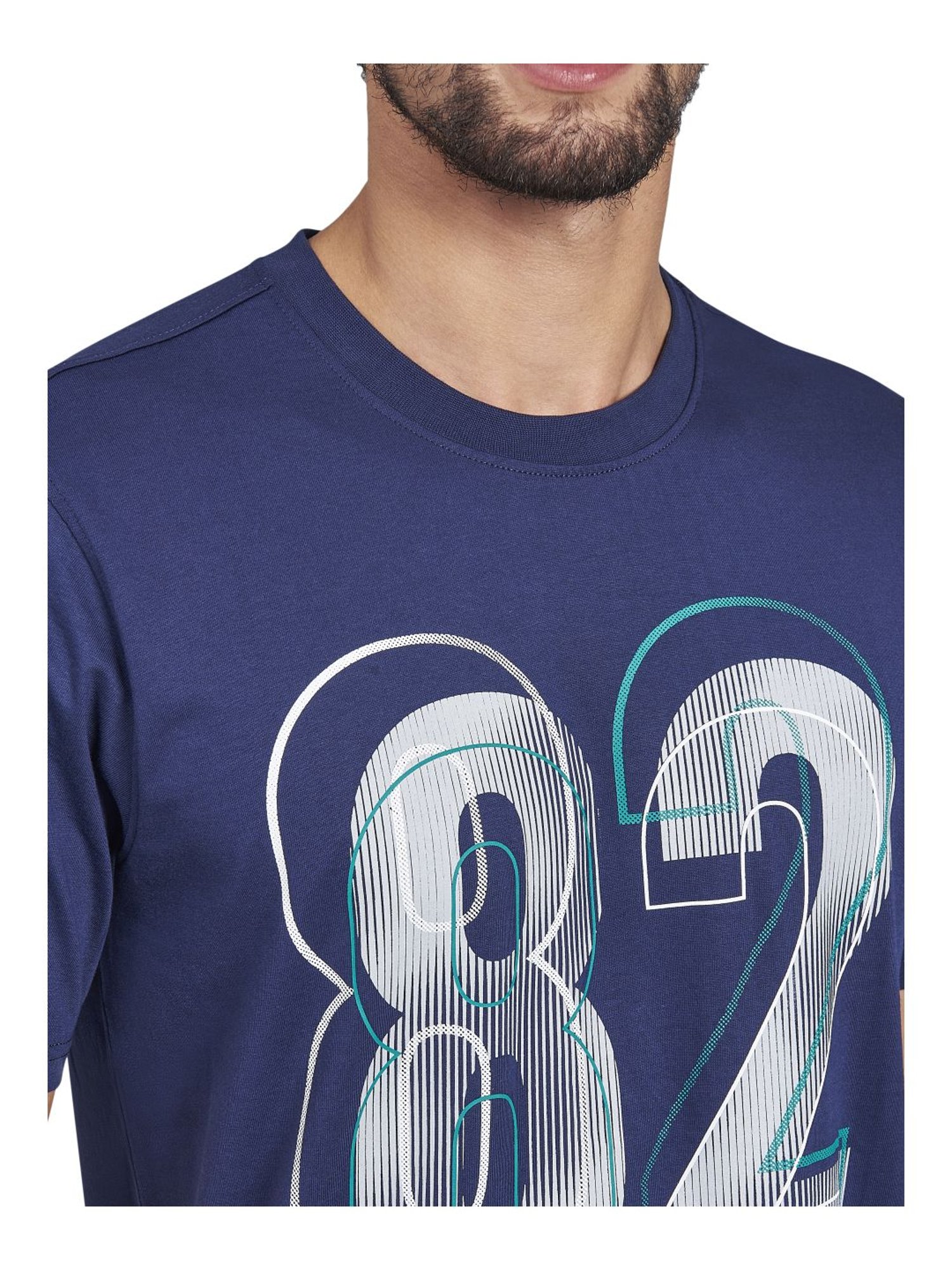 Beverly Hills Polo Club Navy Cotton Regular Fit Printed T-Shirt