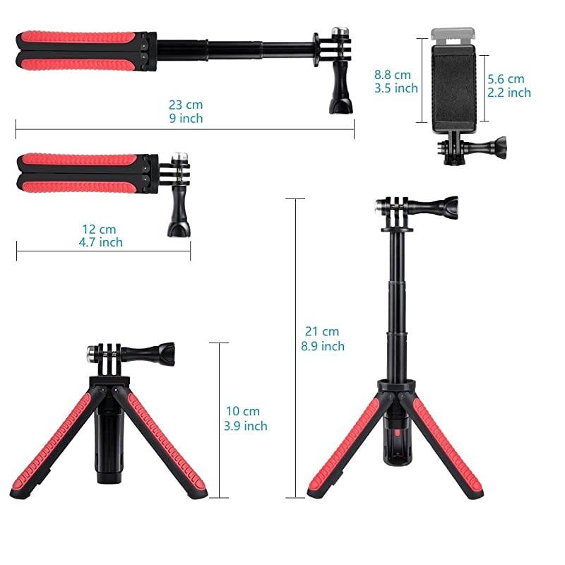 Mini Selfie Stick Tripod Kit Two in One for GoPro AKASO Action Camera and Cell Phone Accessories