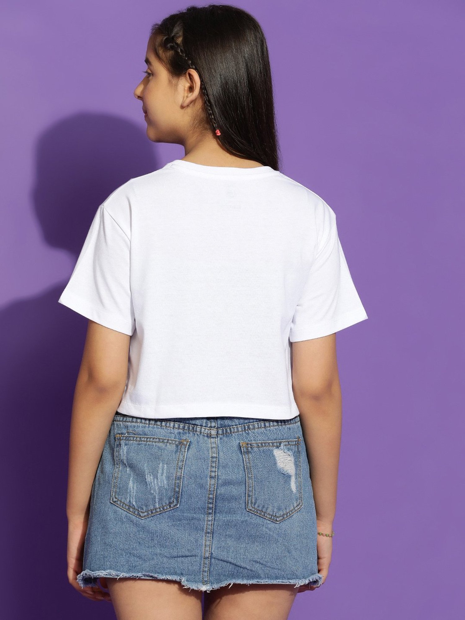 Lil Tomatoes Kids White Printed Crop Top