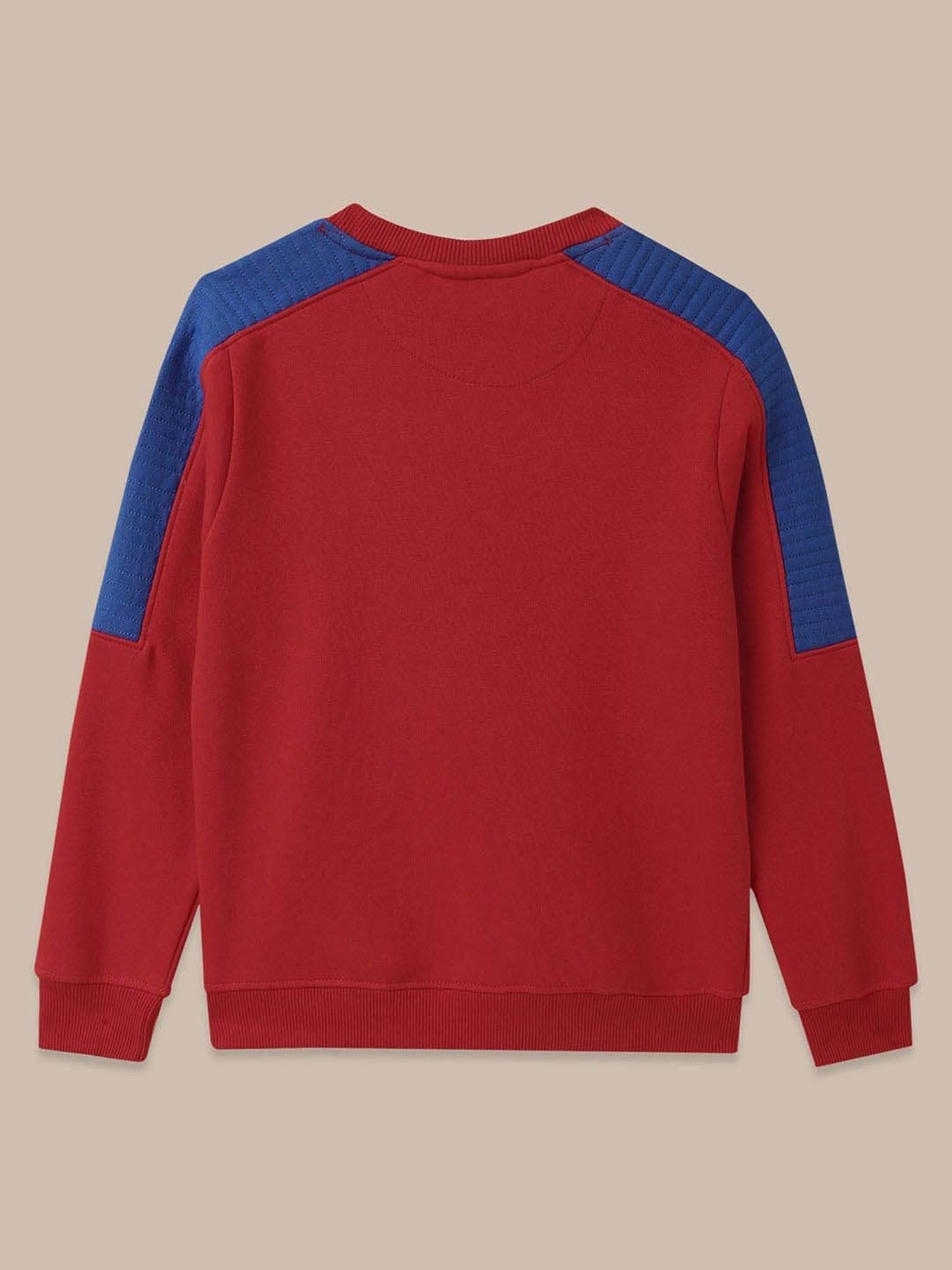 Kidsville Maroon & Blue Cotton Printed Full Sleeves Sweatshirt