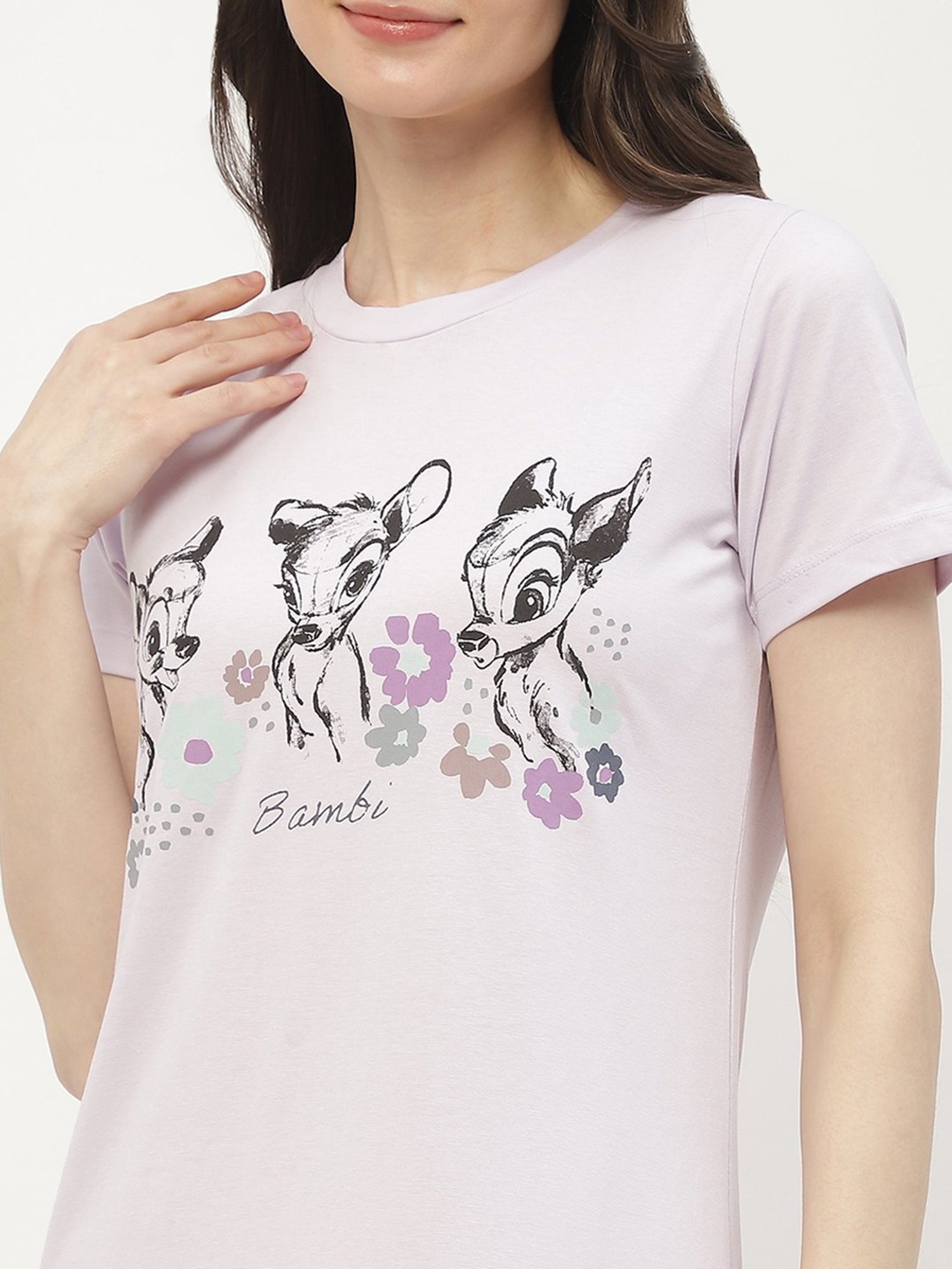 MADAME M Secret Mauve Cotton Graphic Print Night Dress