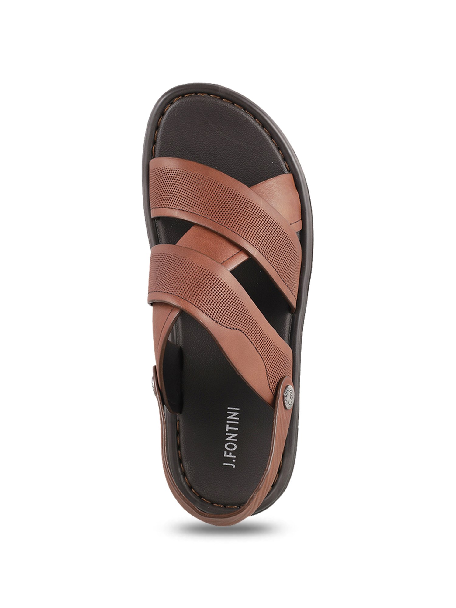 J. Fontini by Mochi Men's Brown Back Strap Sandals